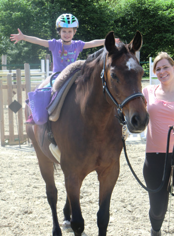 Pflege des Pferdes mit Kindern